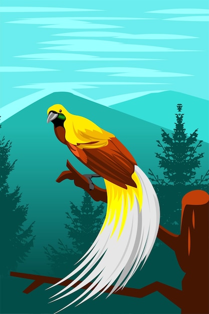 Ilustración de vector de bosque animal pájaro