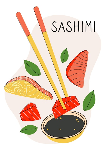 Ilustración de vector brillante de comida asiática