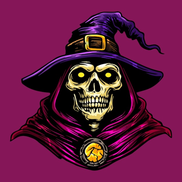 Ilustración del vector de la bruja esqueleto