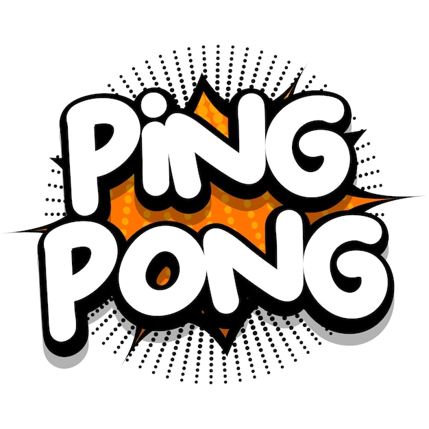 Ilustración de vector de burbuja de explosión de cómic de ping pong