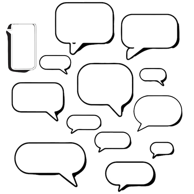 Ilustración de vector de burbujas de discurso vacío en blanco