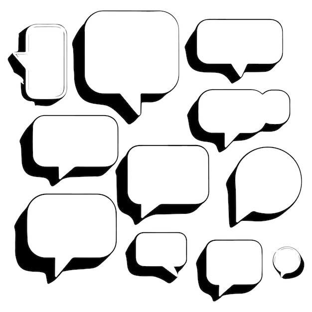 Ilustración de vector de burbujas de discurso vacío en blanco