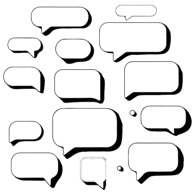 Ilustración de vector de burbujas de discurso vacío en blanco