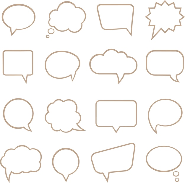 Ilustración de vector de burbujas de discurso vacío en blanco