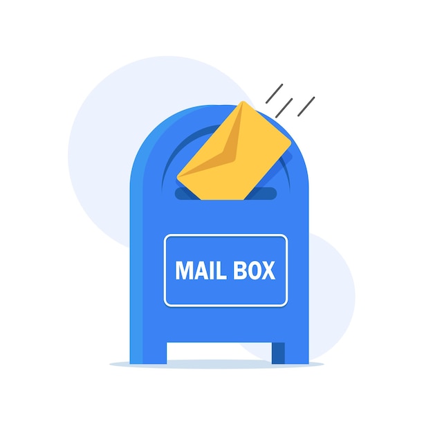 Ilustración de vector de buzón aislado en blanco icono de dibujos animados de buzón rojo caja de correos plana
