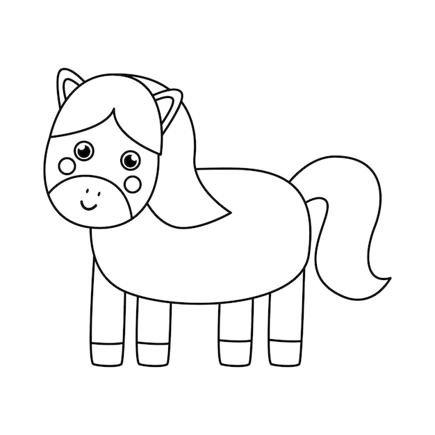 Ilustración de vector de caballo blanco y negro sobre fondo blanco