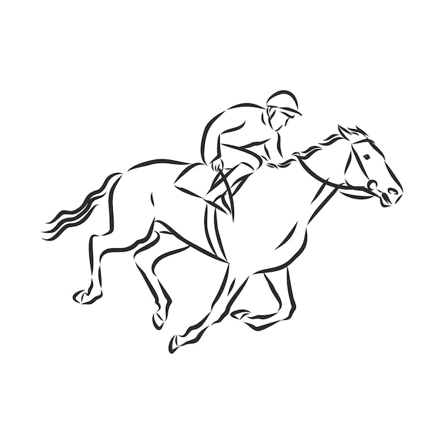 Ilustración de vector de un caballo de carreras y jinete