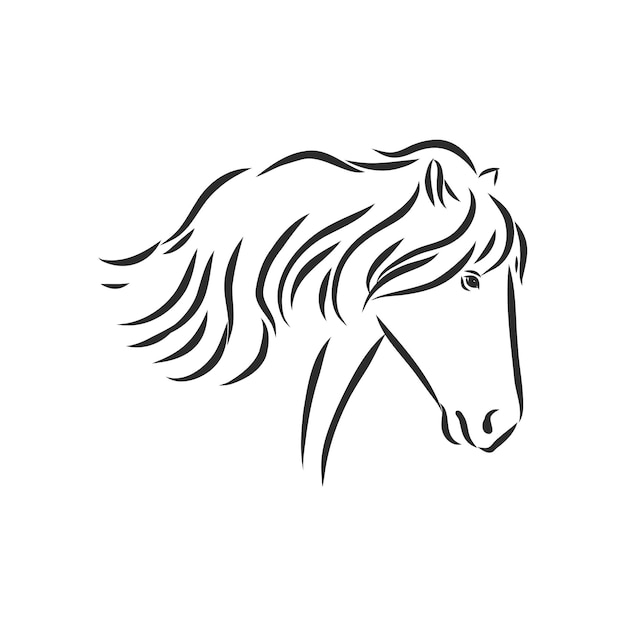 Ilustración de vector de caballo contorno blanco y negro hermoso caballo icono de caballo