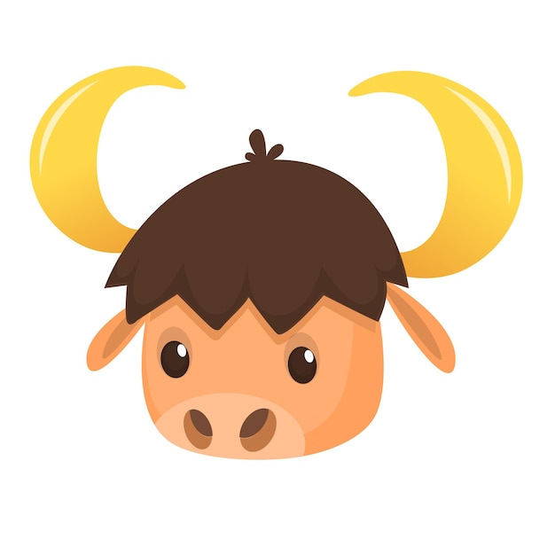 Ilustración de vector de cabeza de búfalo de dibujos animados