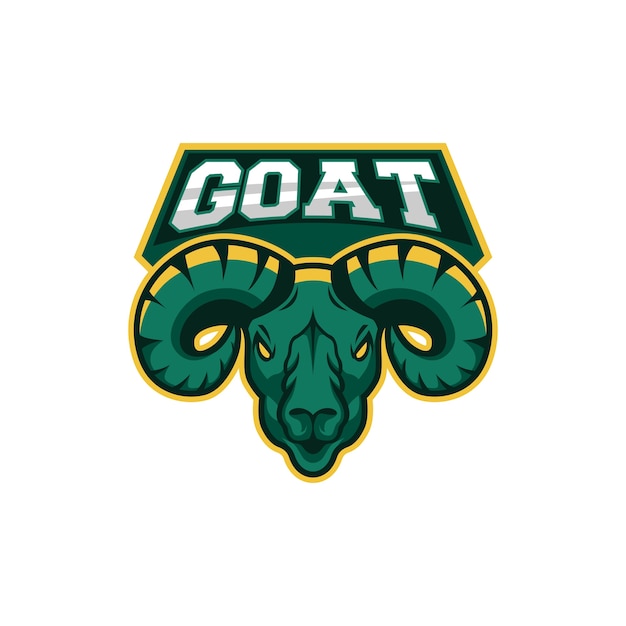Ilustración de vector de cabeza de cabra verde logotipo de mascota de esport