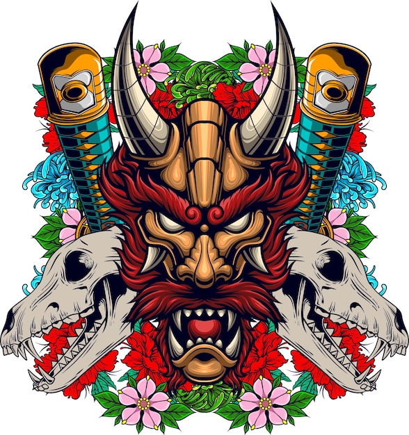 Ilustración de vector de cabeza de dragón japonés