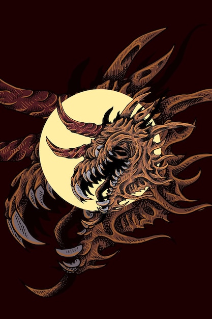 Ilustración de vector de cabeza de dragón