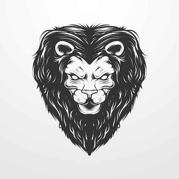 Ilustración de vector de cabeza de león con adorno de círculo en estilo vintage clásico, vintage. adecuado para camisetas, estampados, logotipos y otros productos de indumentaria
