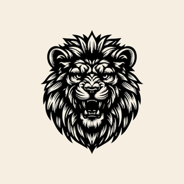 Ilustración de Vector de cabeza de león para camiseta o tatuaje