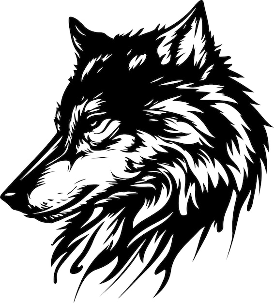 Ilustración de vector de cabeza de lobo con adorno. ilustración vectorial