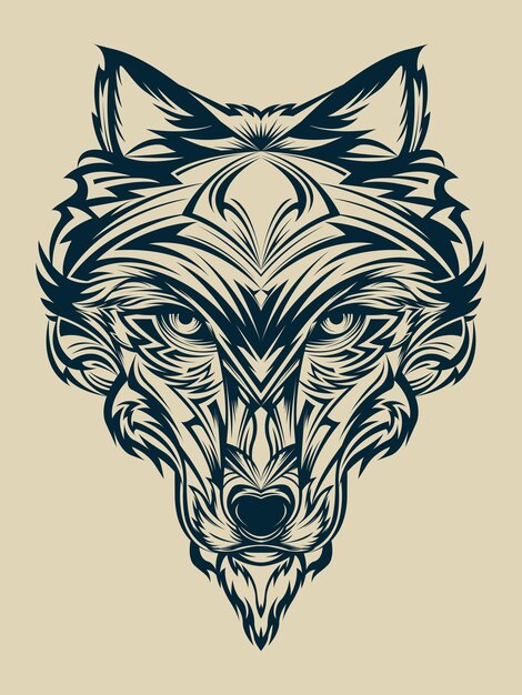 Vector ilustración de vector de cabeza de lobo ornamental