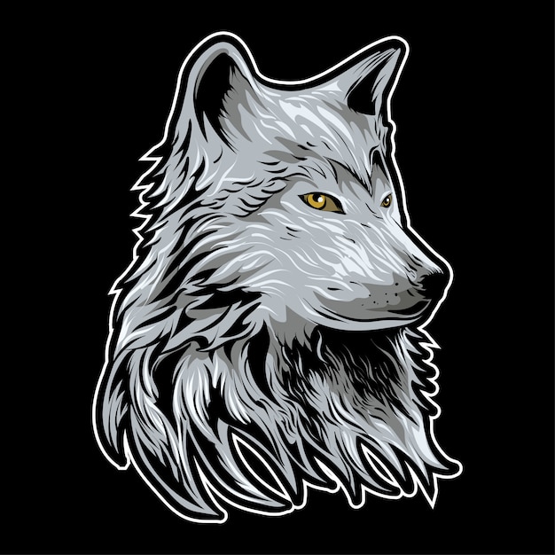 Ilustración de Vector de cabeza de lobo sobre fondo oscuro