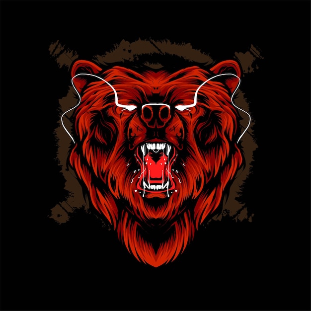 Ilustración de vector de cabeza de oso. Adecuado para camisetas, estampados y prendas de vestir.