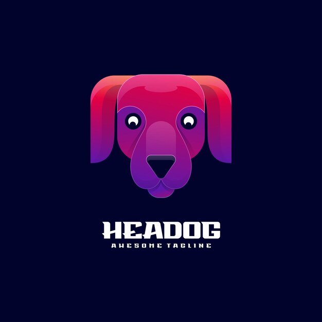 Ilustración Vector Cabeza de perro Gradiente estilo de colores