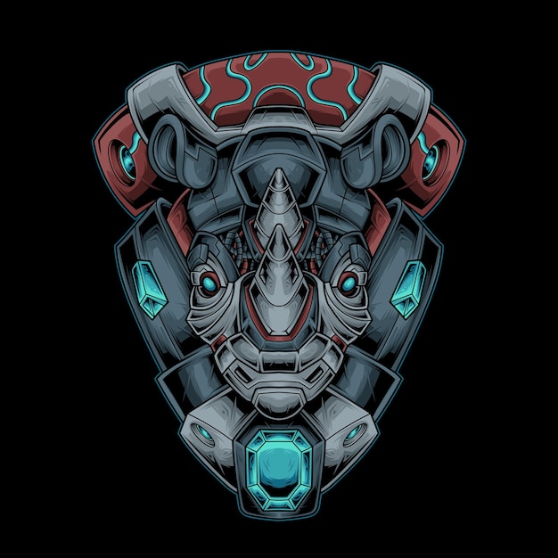 Vector ilustración de vector de cabeza de rinoceronte mecha