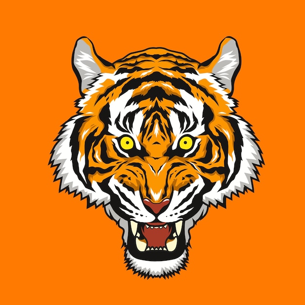 Ilustración de vector de cabeza de tigre fresco.