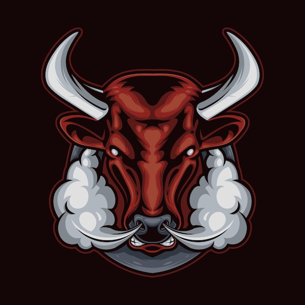 Ilustración de vector de cabeza de toro enojado