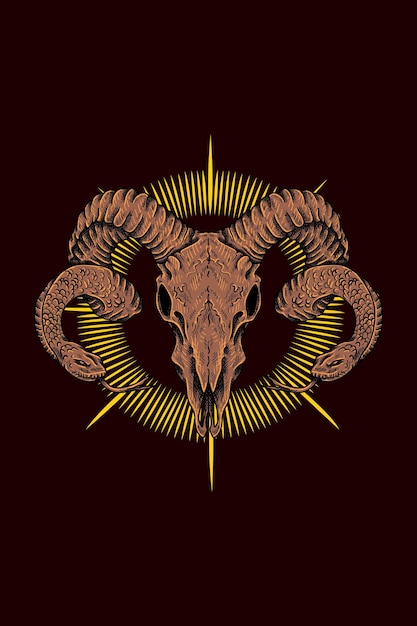 Ilustración de vector de cabra con cuernos de serpiente