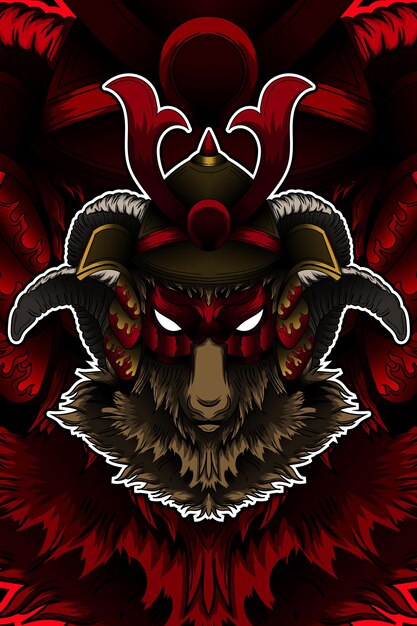 Ilustración de vector de cabra samurai