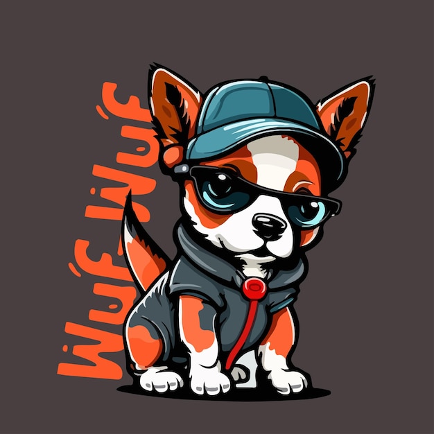 Vector ilustración de vector de cachorro para diseño de camiseta