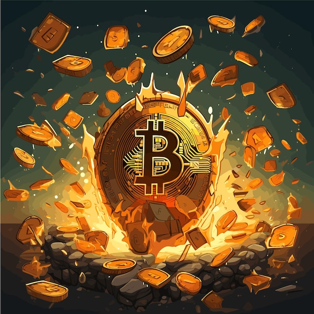 Ilustración del vector de caída de los bitcoins