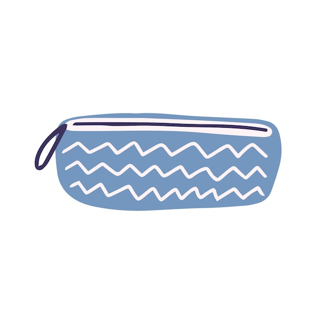 Ilustración de vector de caja de lápiz de moda lindo Estuche de lápiz de textil de garabato dibujado a mano aislado