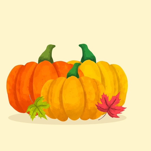 Ilustración de vector de calabaza de color agua Otoño Halloween y diseño de concepto de Acción de Gracias