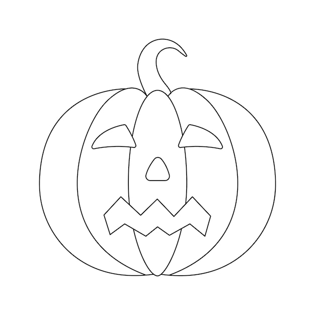 Ilustración de vector de calabaza de Halloween aislado en blanco. Vector de arte de línea de calabaza de Halloween.