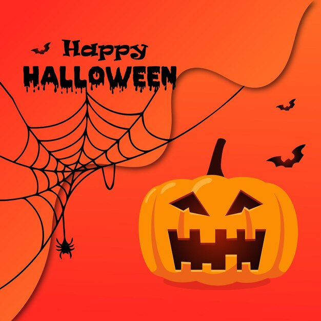 Ilustración de vector de calabaza plana feliz halloween