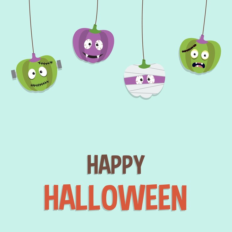 Ilustración de vector de calabazas de Halloween feliz.