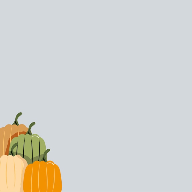 Ilustración de vector con calabazas sobre fondo azul.