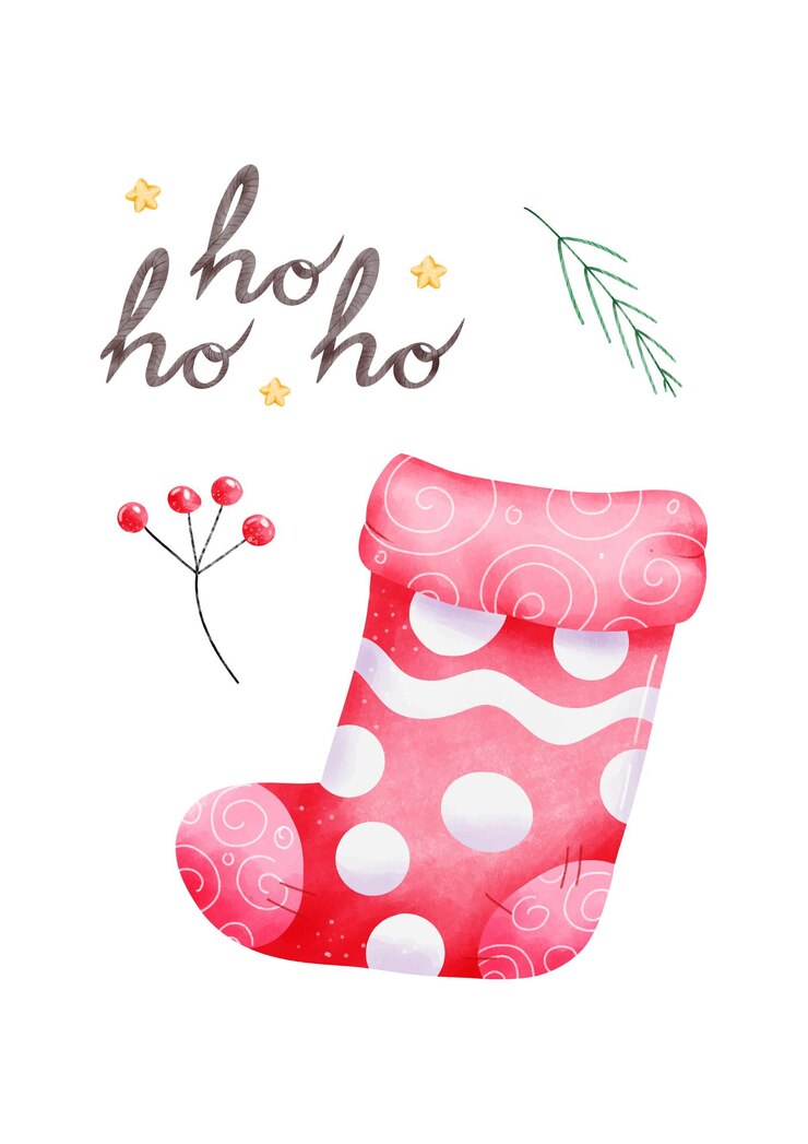 Vector ilustración de vector de calcetín de navidad acuarela