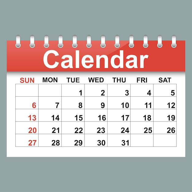 Ilustración de vector de calendario en estilo plano