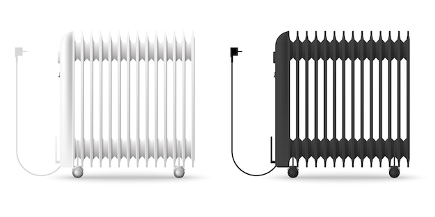 Vector ilustración de vector de calentadores de radiador de aceite - blanco y negro. aislado sobre fondo blanco