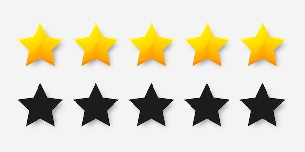 Ilustración de vector de calificación superior de cinco estrellas buena retroalimentación de satisfacción del cliente Tasa de usuario de estrella dorada