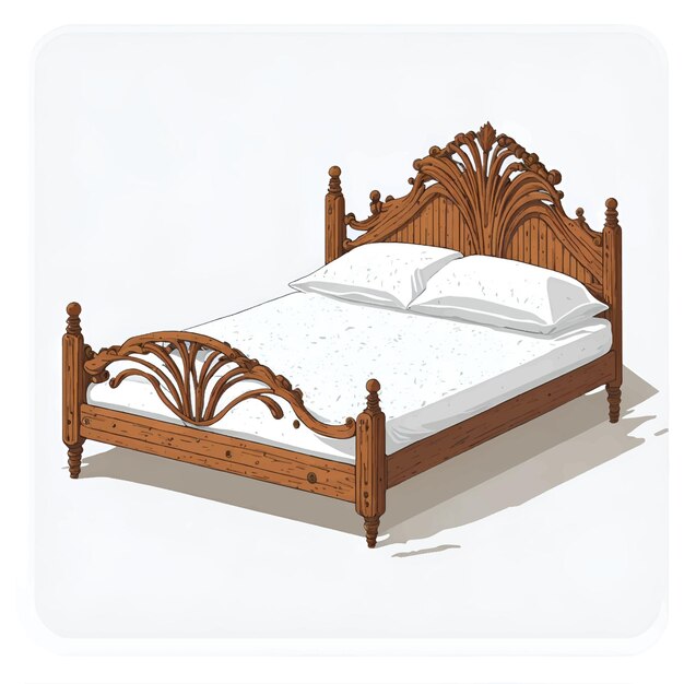 Vector ilustración de vector de cama de madera tradicional india