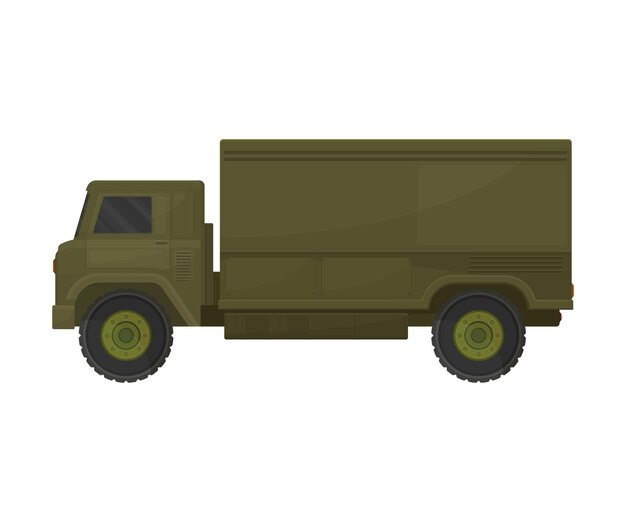 Ilustración de vector de camión caqui sobre un fondo blanco