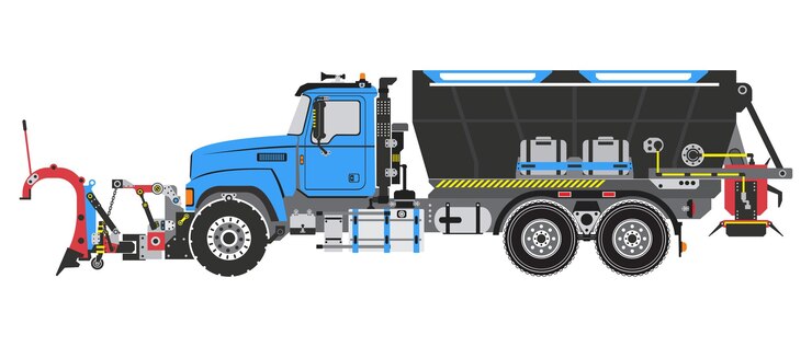 Ilustración de vector de camión de control de nieve y hielo
