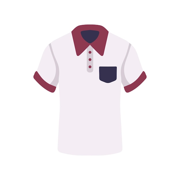 Ilustración de vector de camisa de cuello blanco y rojo plana aislada sobre fondo blanco