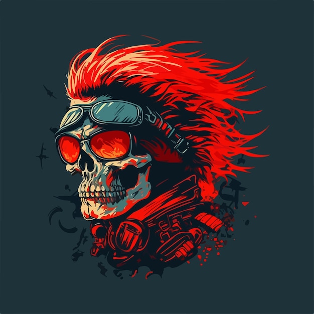 Ilustración de vector de camiseta Skull Rider