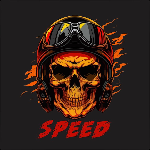 Ilustración de vector de camiseta Skull Rider