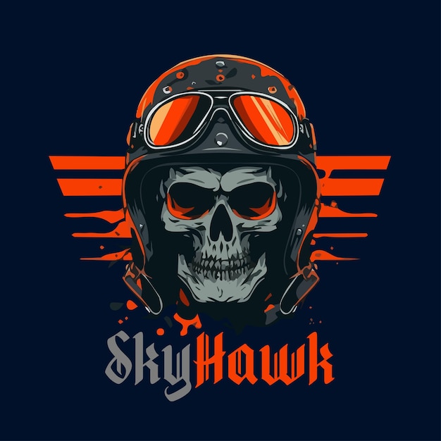 Ilustración de vector de camiseta Skull Sky Hawk