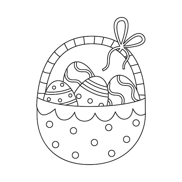 Ilustración de vector de canasta de Pascua en estilo de dibujos animados aislado.