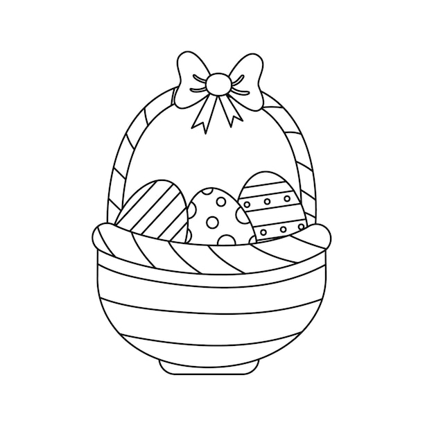 Ilustración de vector de canasta de Pascua en estilo de fideos aislado.