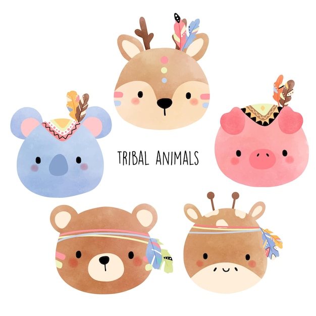 Vector ilustración de vector de cara animal animal tribal